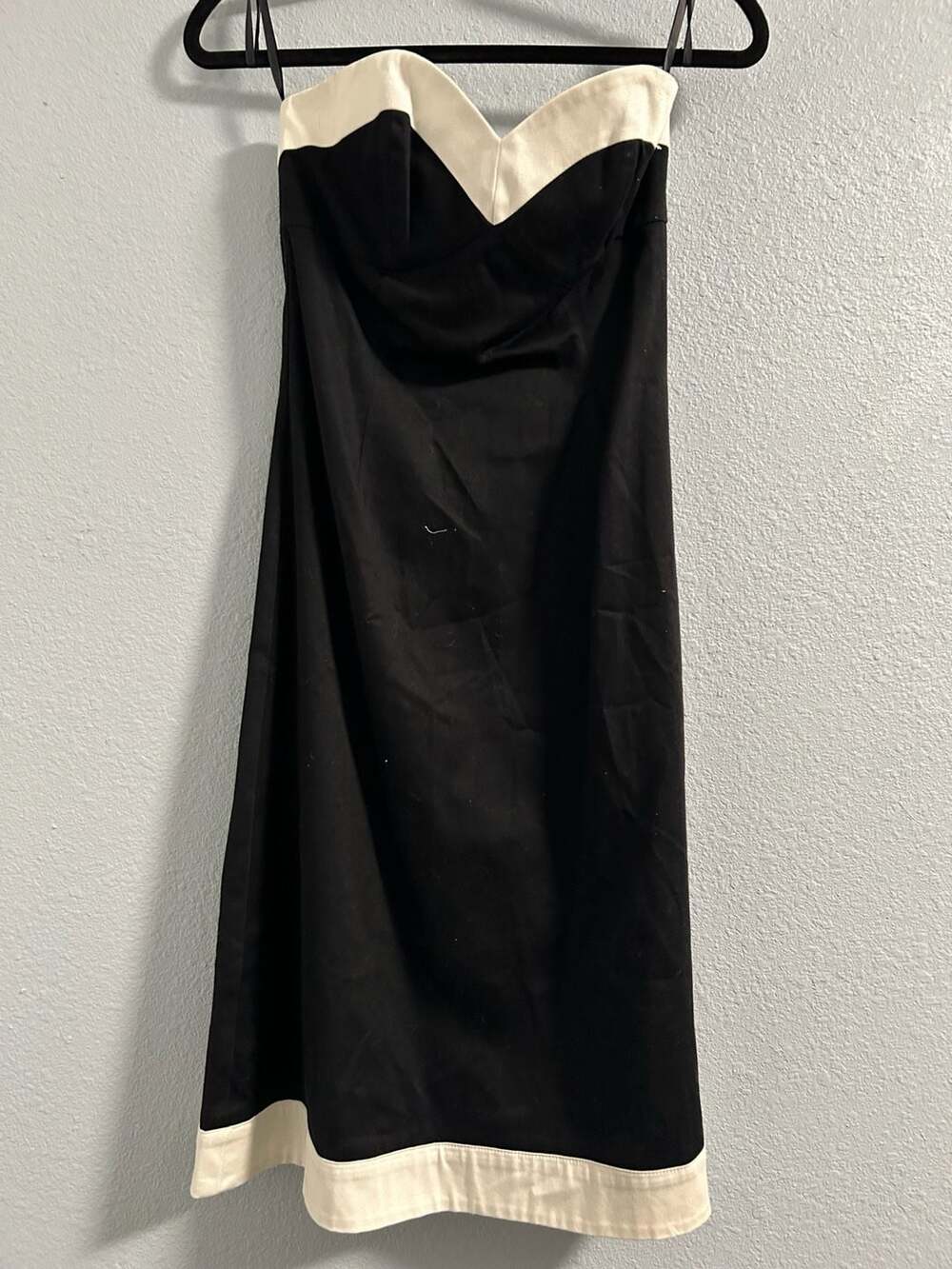 White House Black Market Strapless Dress Size 0 Black White